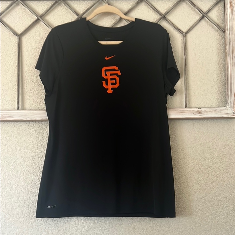 Nike Black and Orange Short Sleeve Tee